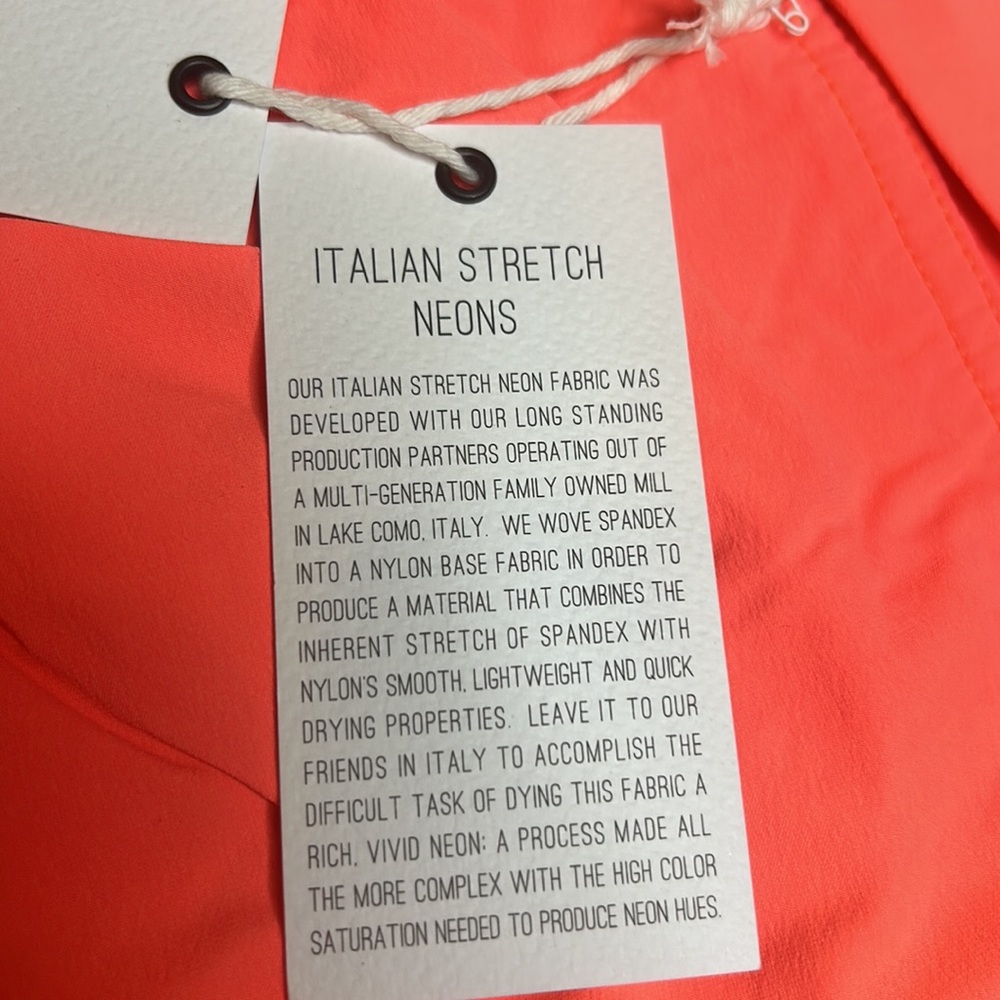 Onia Charles Trunk 7” Neon Coral Italian Stretch Mens Swim Trunks - Picture 6 of 11